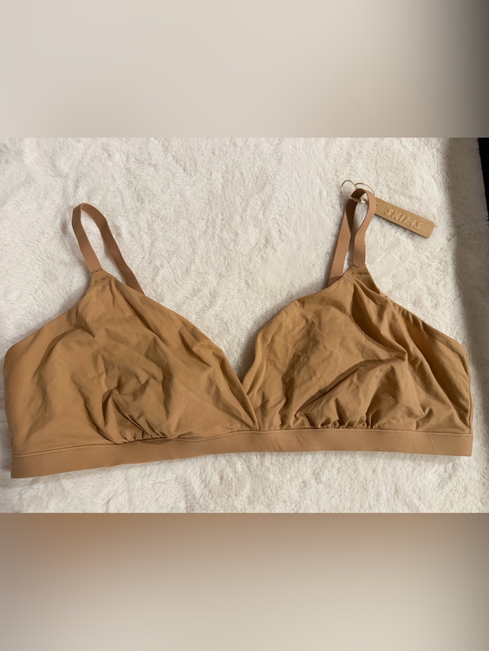 NWT SKIMS Soft Seamless Wireless Triangle Bralette in Ochre Tan Size 4X 44DD